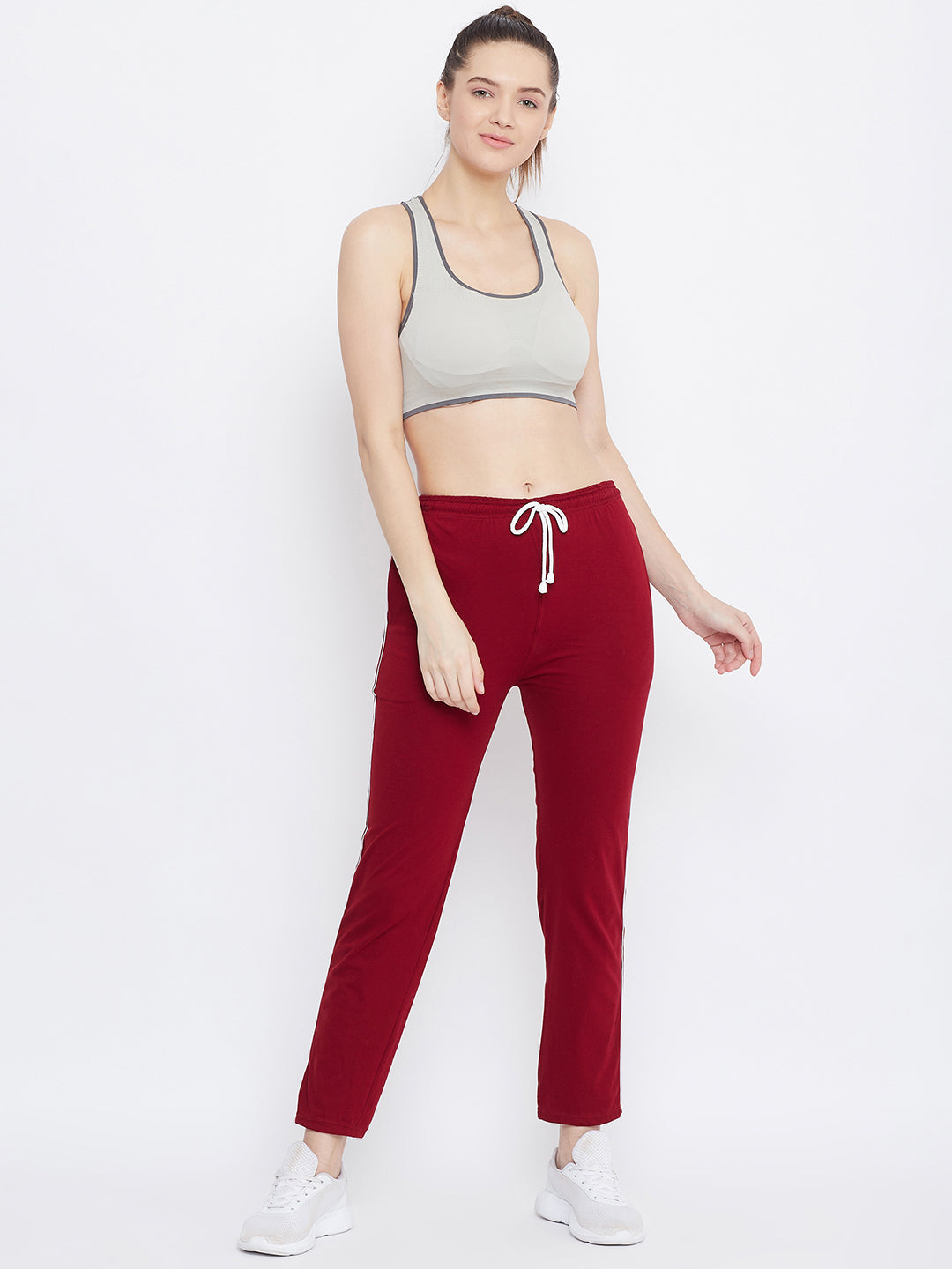 Clora Maroon Straight Fit Trackpants