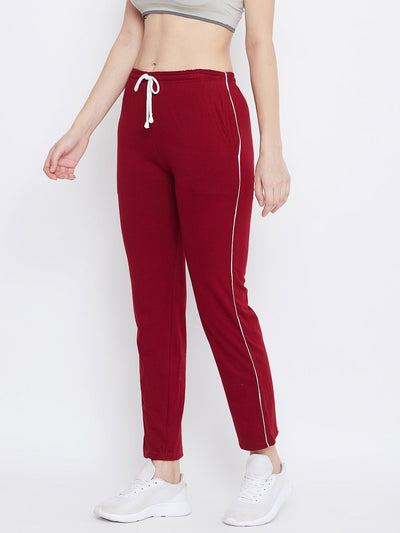 Clora Maroon Straight Fit Trackpants