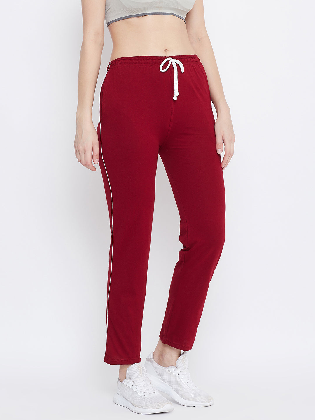 Clora Maroon Straight Fit Trackpants