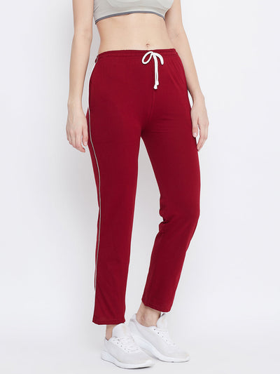 Clora Maroon Straight Fit Trackpants