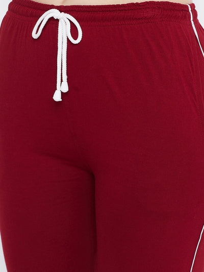 Clora Maroon Straight Fit Trackpants
