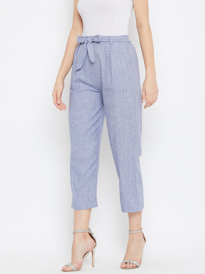 Clora Light Blue Cotton Trouser