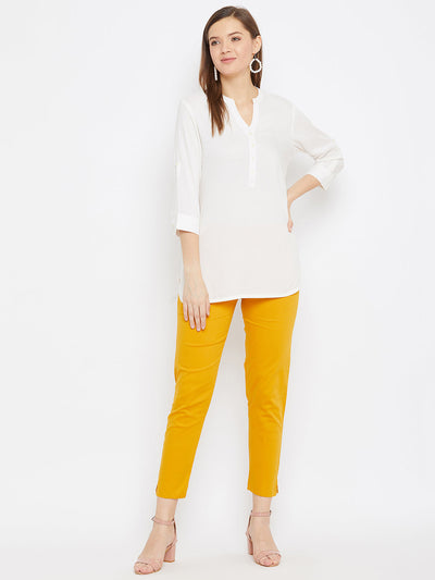 Clora Mustard Regular Fit Solid Pants