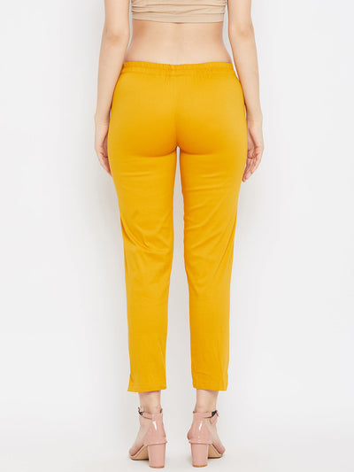 Clora Mustard Regular Fit Solid Pants