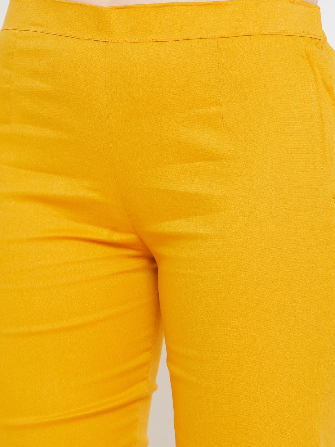 Clora Mustard Regular Fit Solid Pants