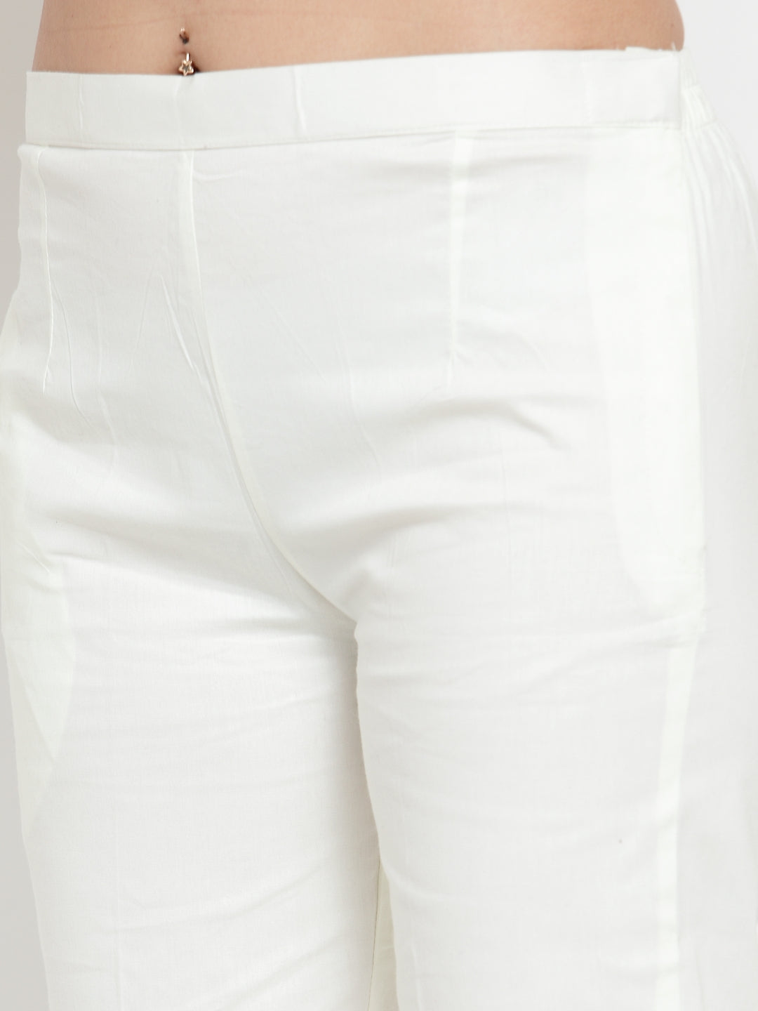 Clora Off-White White Polka Dot Rayon Culottes