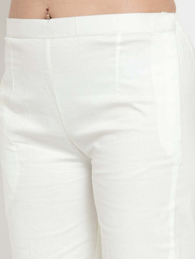 Off-White regular fit solid pants for women made from lightweight cotton fabric.