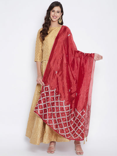 Clora Maroon Embellished Dupatta