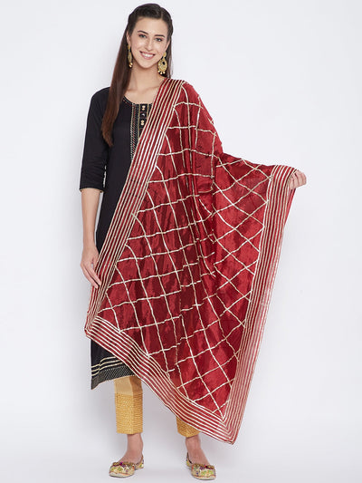 Clora Maroon Gotta Patti Silk Dupatta