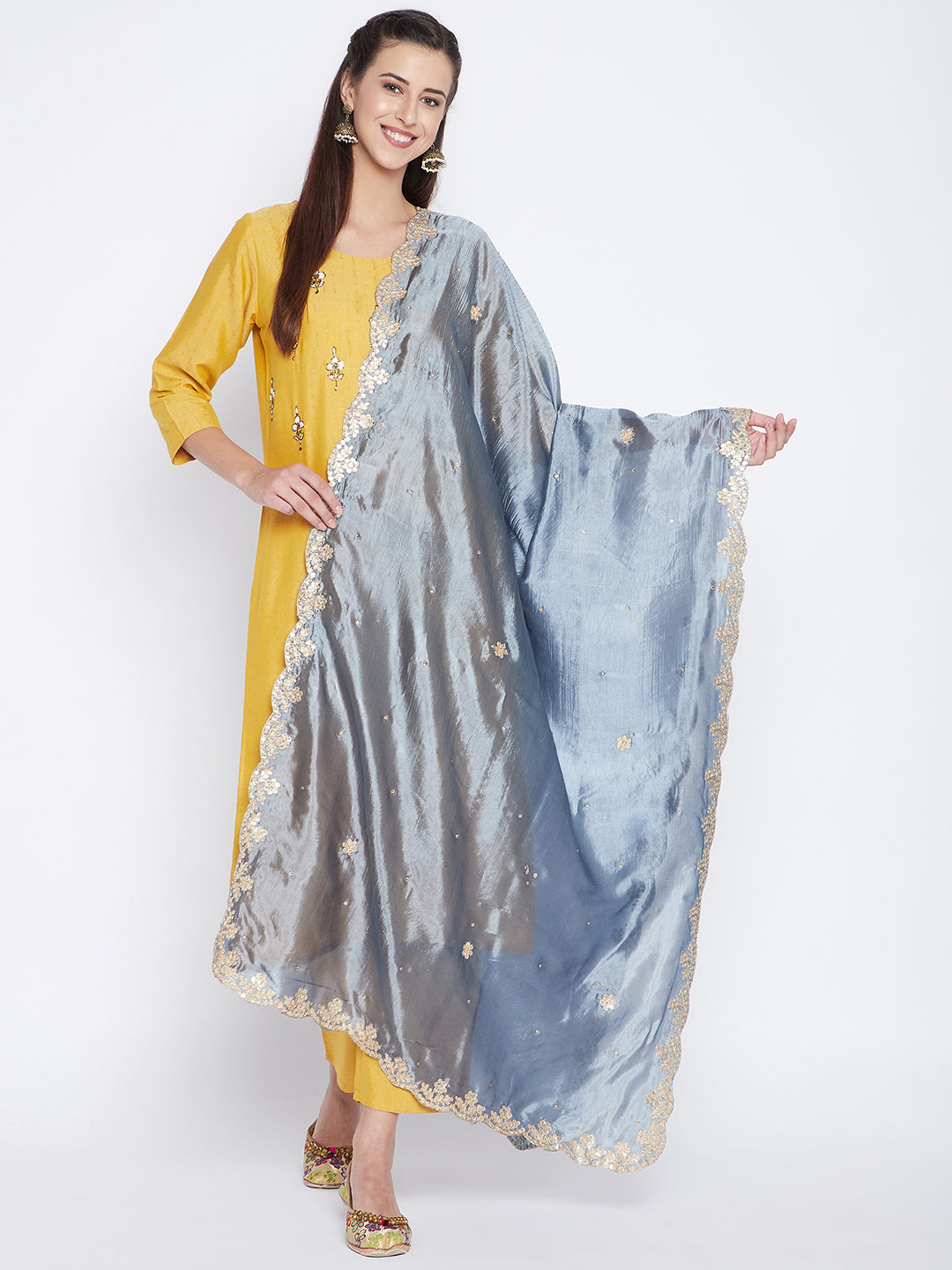 Clora Grey Gotta Patti Silk Dupatta