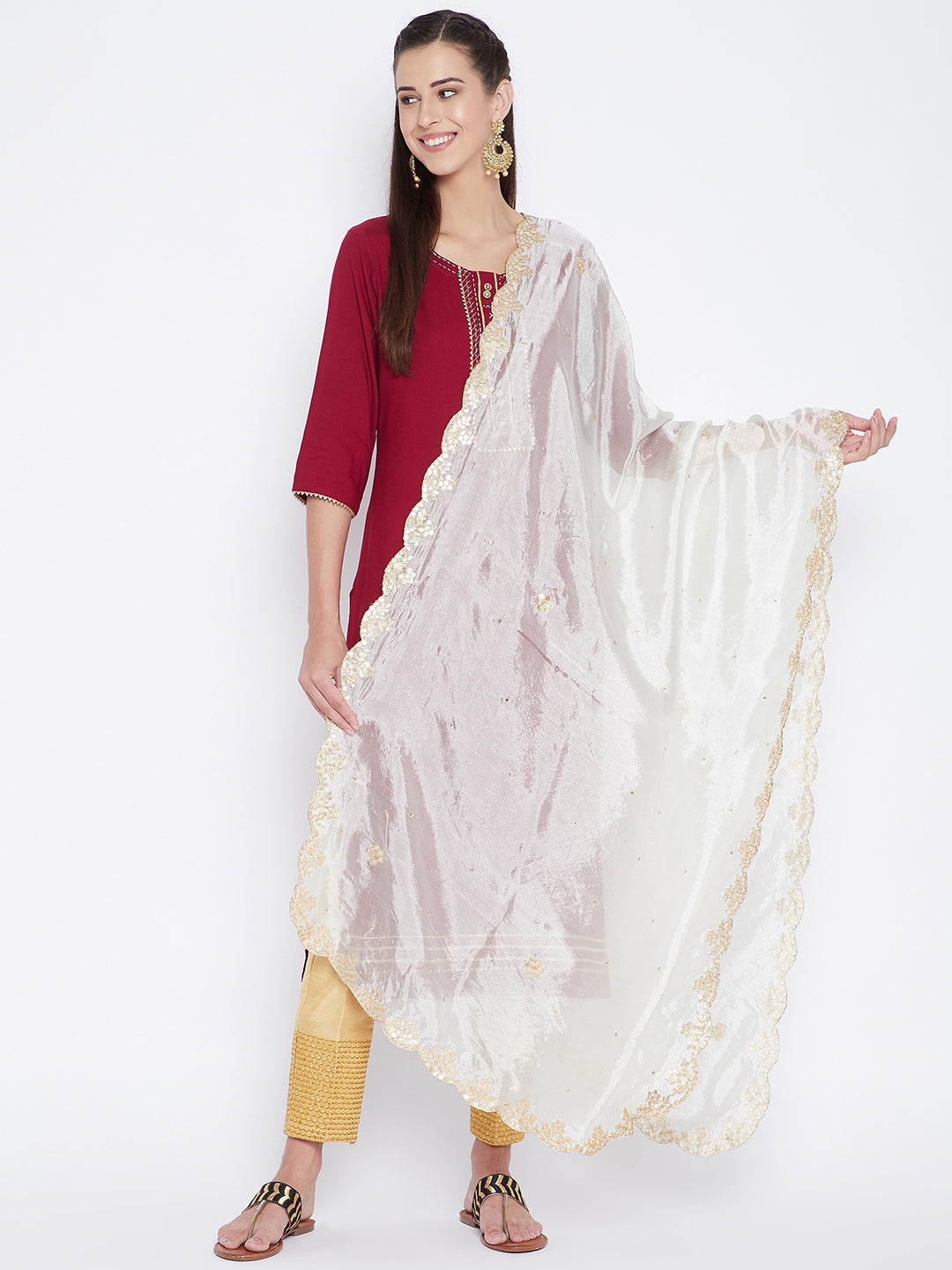 Clora Cream Gotta Patti Silk Dupatta