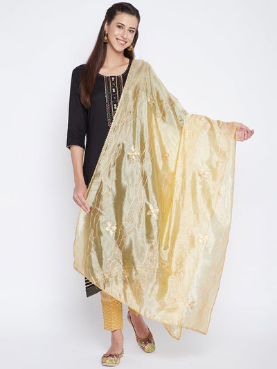 Clora Fawn Printed Silk Dupatta