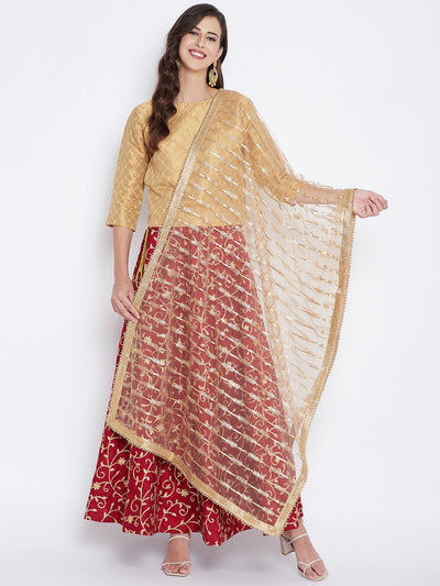 Clora Golden Embellished Net Dupatta