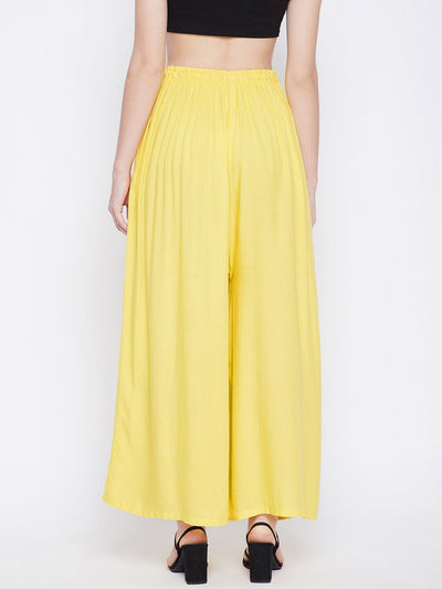 Lemon solid rayon sharara, light and comfortable, front view.