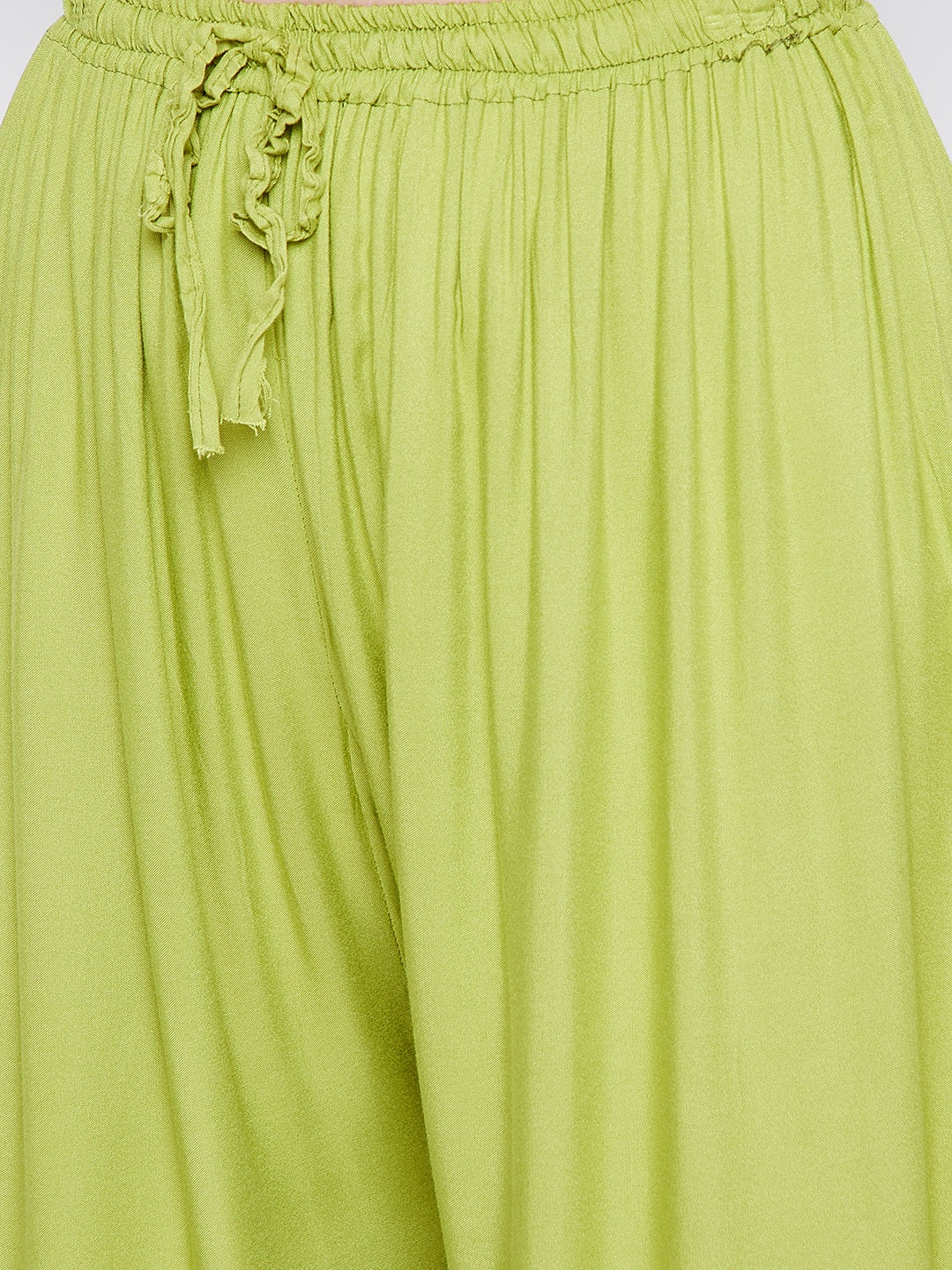 Clora Parrot Green Solid Rayon Palazzo