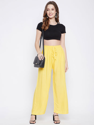 Clora Lemon Solid Rayon Palazzo