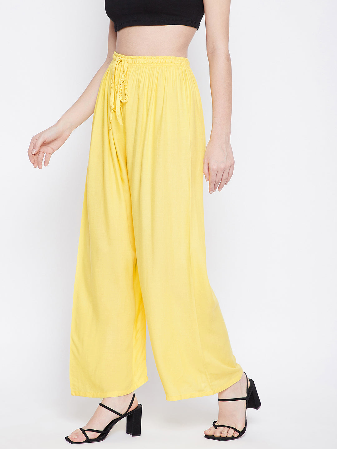 Clora Lemon Solid Rayon Palazzo