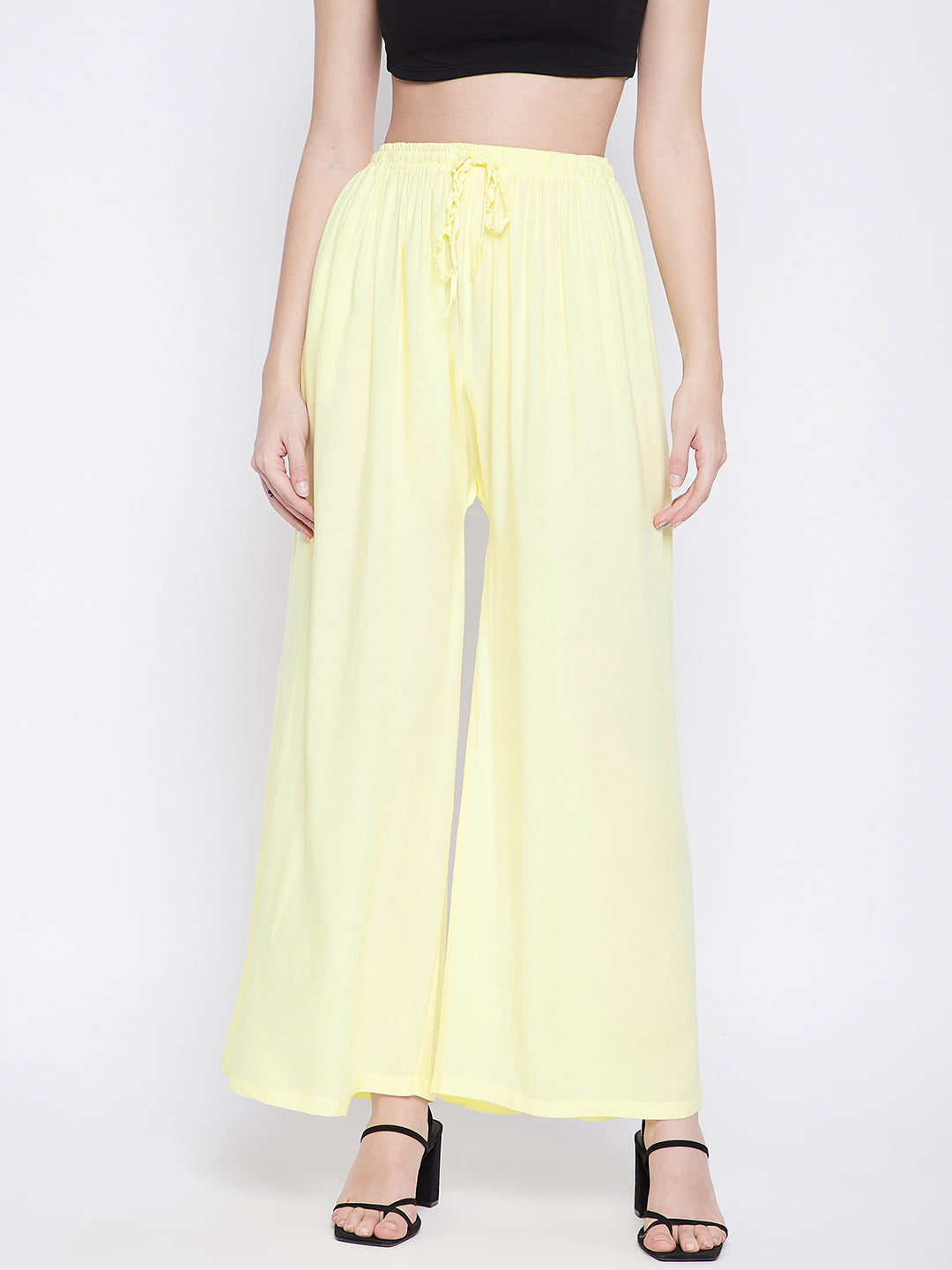 Clora Light Lemon Solid Rayon Palazzo