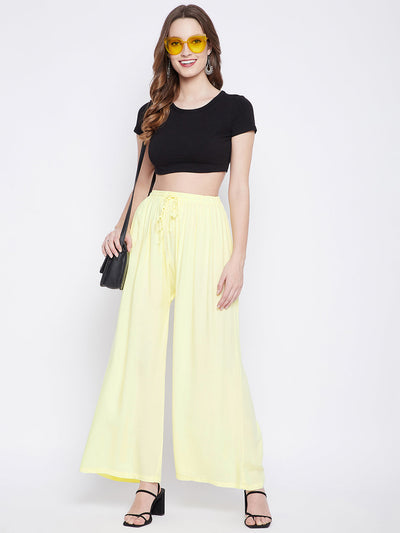 Clora Light Lemon Solid Rayon Palazzo