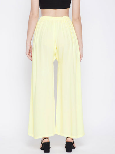 Clora Light Lemon Solid Rayon Palazzo