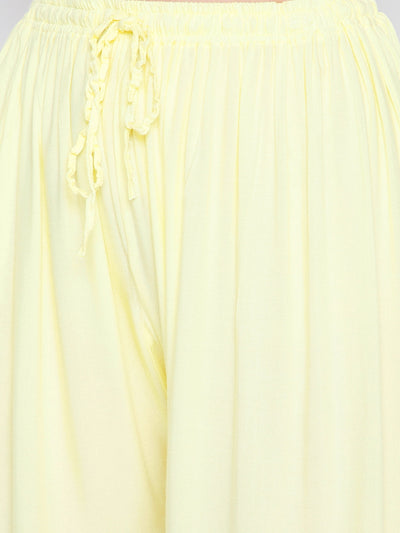 Clora Light Lemon Solid Rayon Palazzo