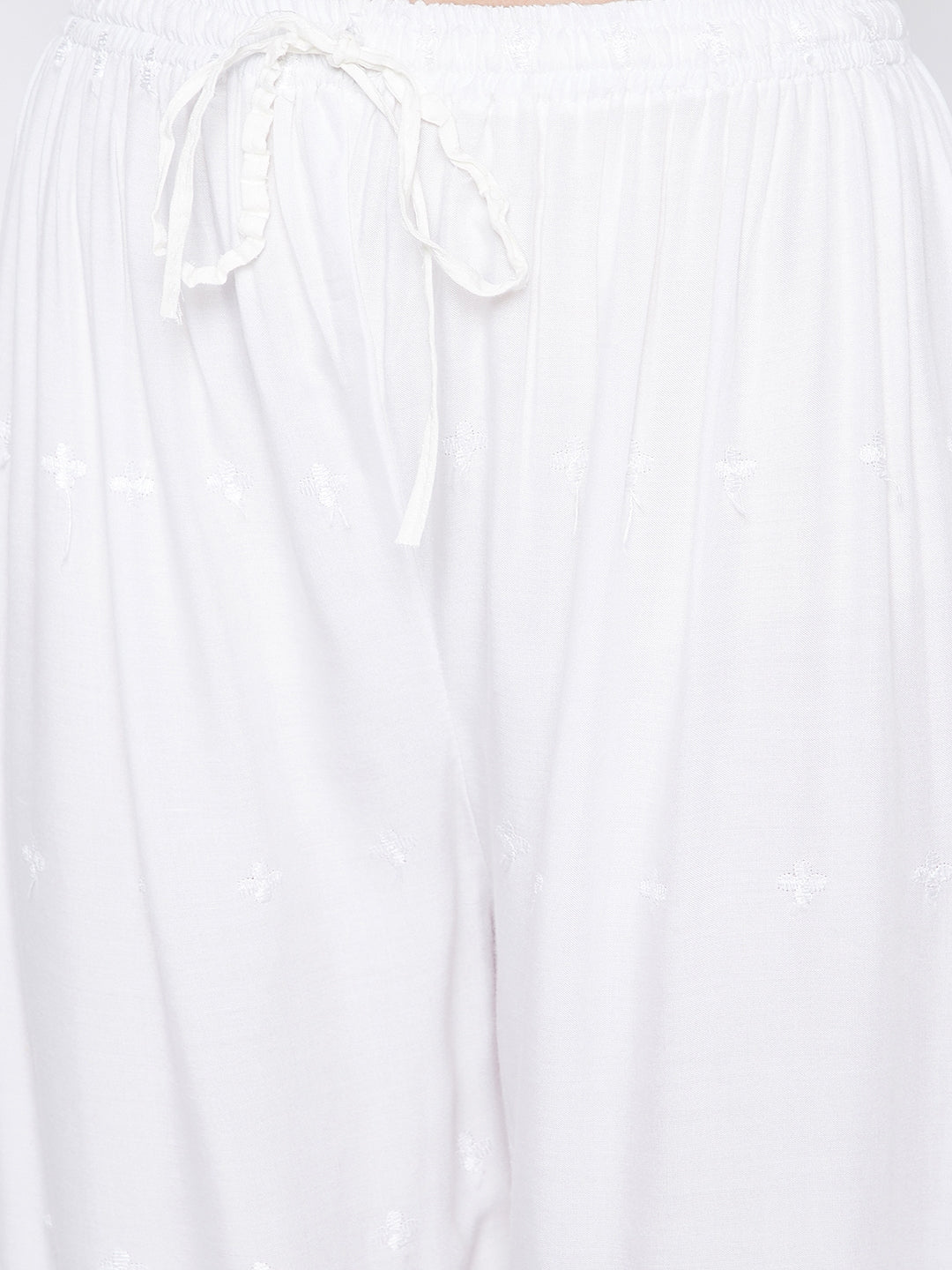 Clora White Chikankari Rayon Palazzo