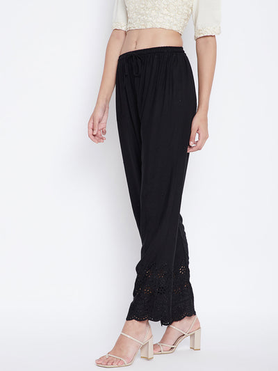 Clora Black Chikankari Rayon Palazzo
