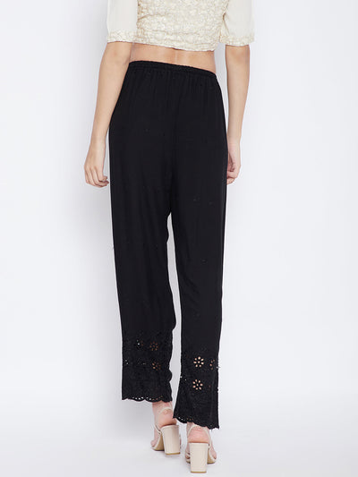 Clora Black Chikankari Rayon Palazzo