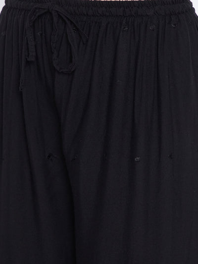 Clora Black Chikankari Rayon Palazzo
