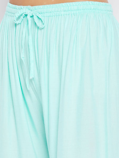 Clora Sky Blue Solid Rayon Palazzo