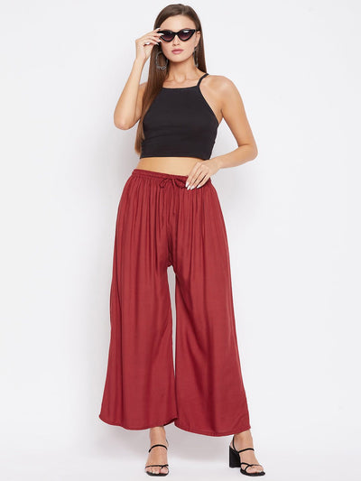 Rust Solid Rayon Sharara with a comfortable, lightweight design ideal for all-day wear.