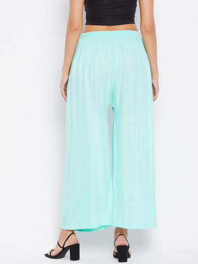 Sky Blue Solid Rayon Sharara, comfortable and lightweight design by Clora.