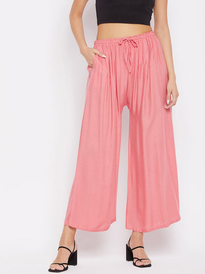 Peach Solid Rayon Sharara