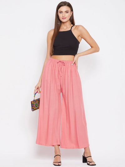 Clora Peach Solid Rayon Sharara