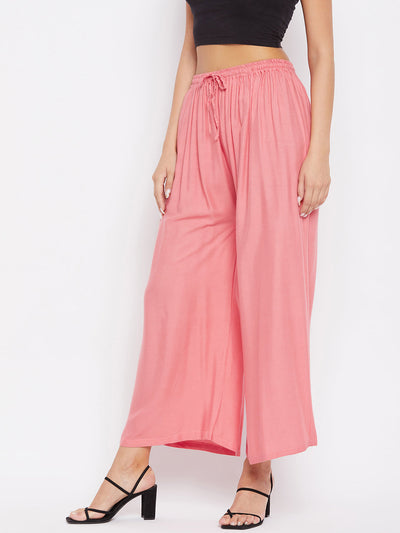 Peach Solid Rayon Sharara