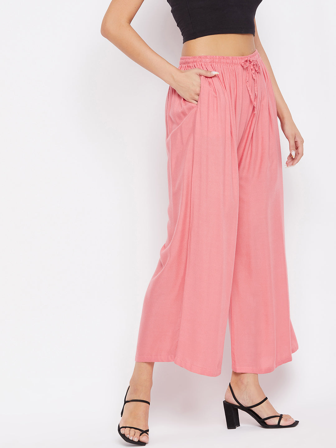 Clora Peach Solid Rayon Sharara