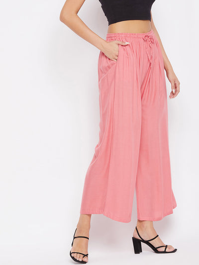Clora Peach Solid Rayon Sharara