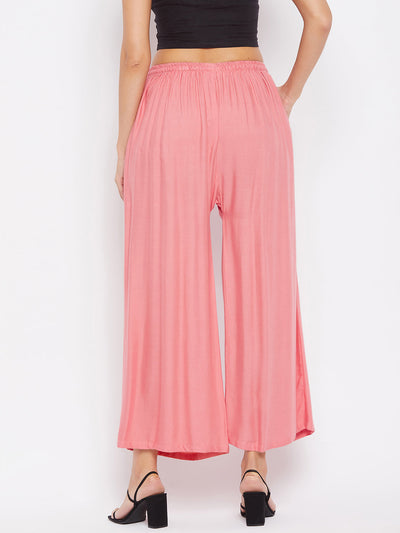 Clora Peach Solid Rayon Sharara