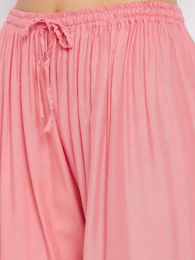 Clora Peach Solid Rayon Sharara