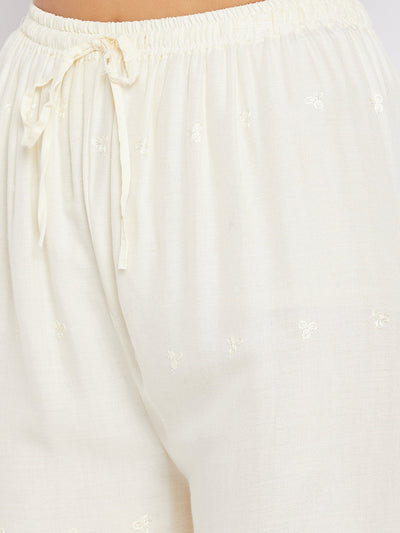 Clora Cream Chikankari Rayon Palazzo