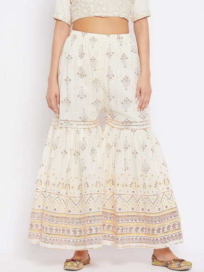 Off-White Printed Cotton Gharara