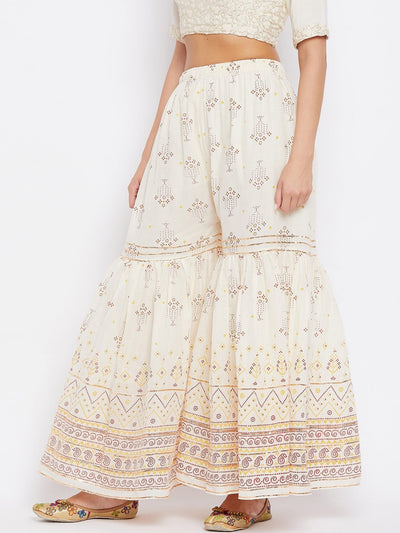 Off-White Printed Cotton Gharara