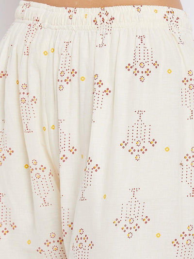 Clora Off-White Printed Cotton Gharara