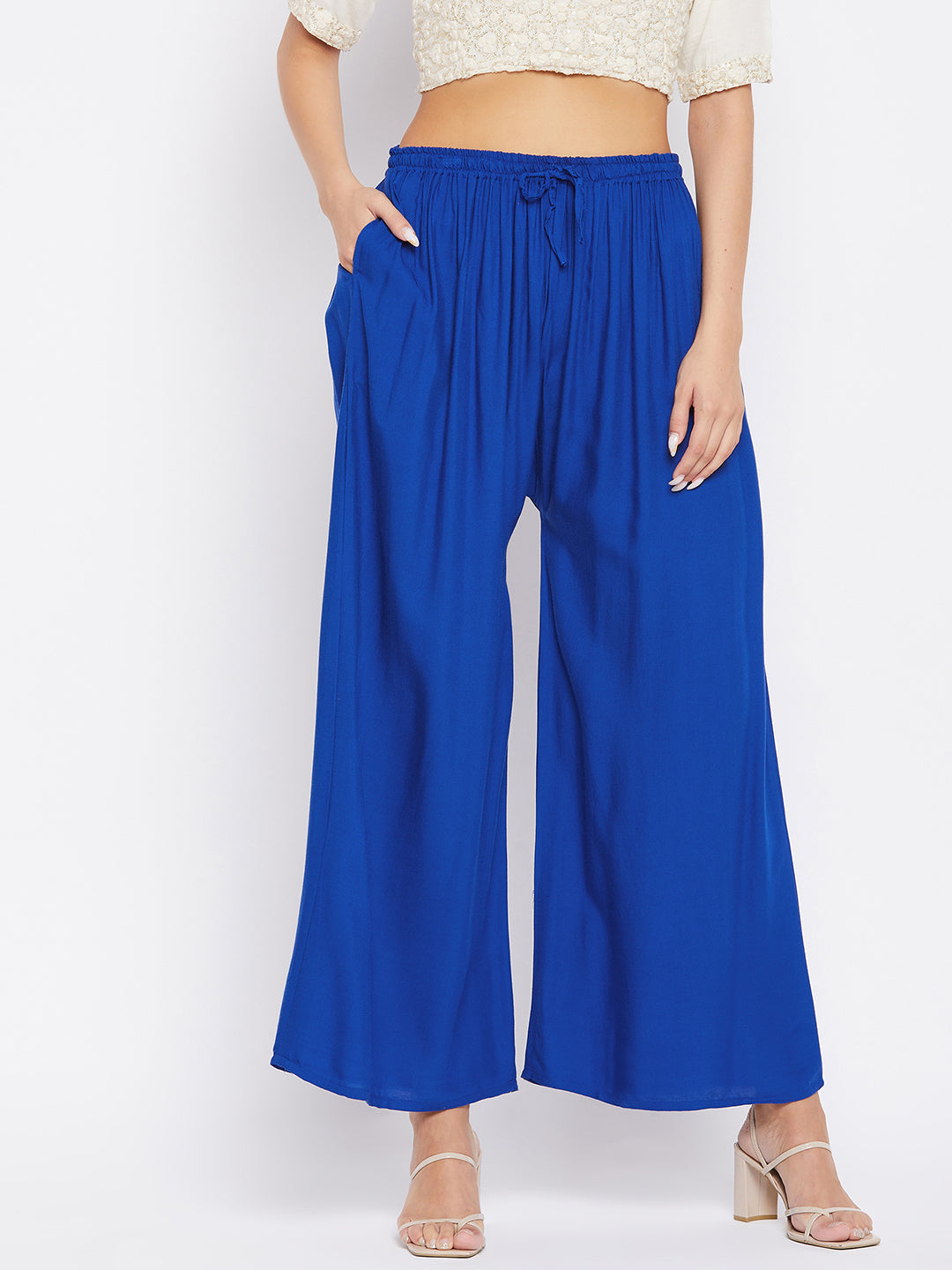 Royal Blue Solid Rayon Sharara