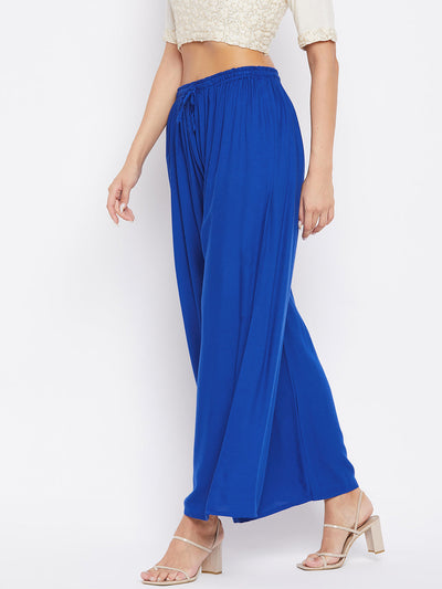 Royal Blue Solid Rayon Sharara