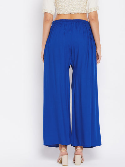 Royal Blue Solid Rayon Sharara