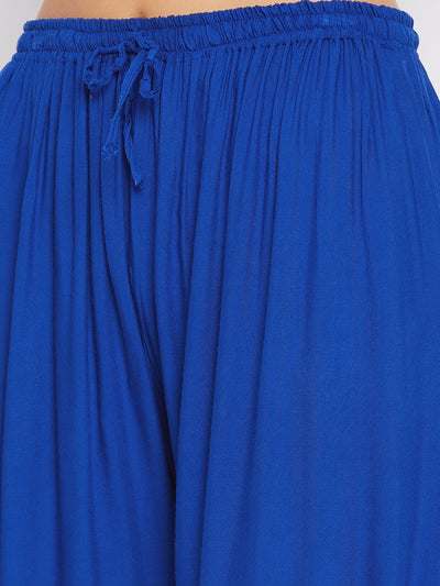 Clora Royal Blue Solid Rayon Sharara