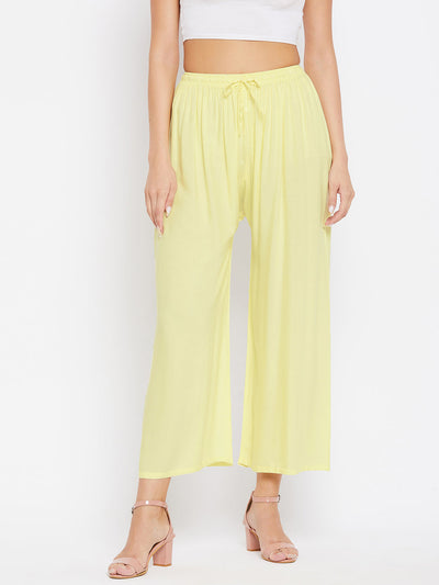 Baby Pink Solid Rayon Palazzo