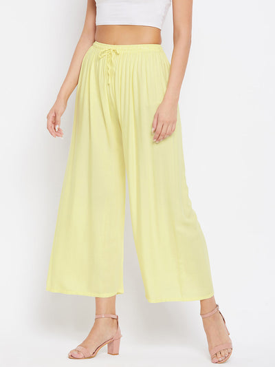 Baby Pink Solid Rayon Palazzo