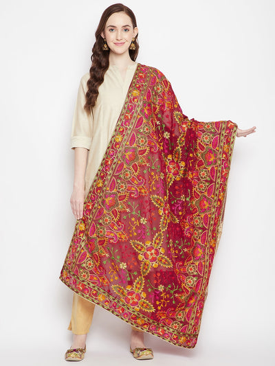 Clora Maroon Embroidery Georgette Dupatta